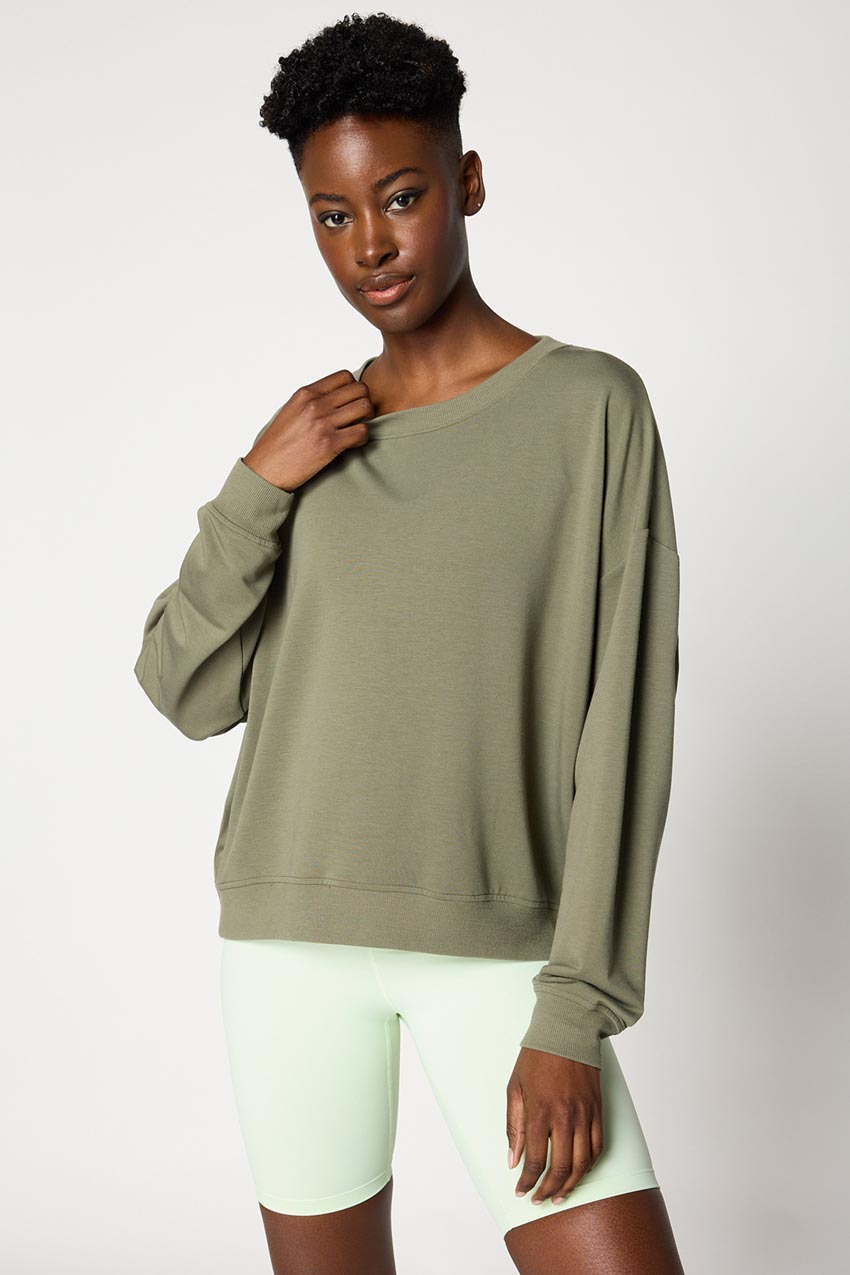 Serene Recycled Polyester TENCEL™ Modal Relaxed Crew Neck - Sale