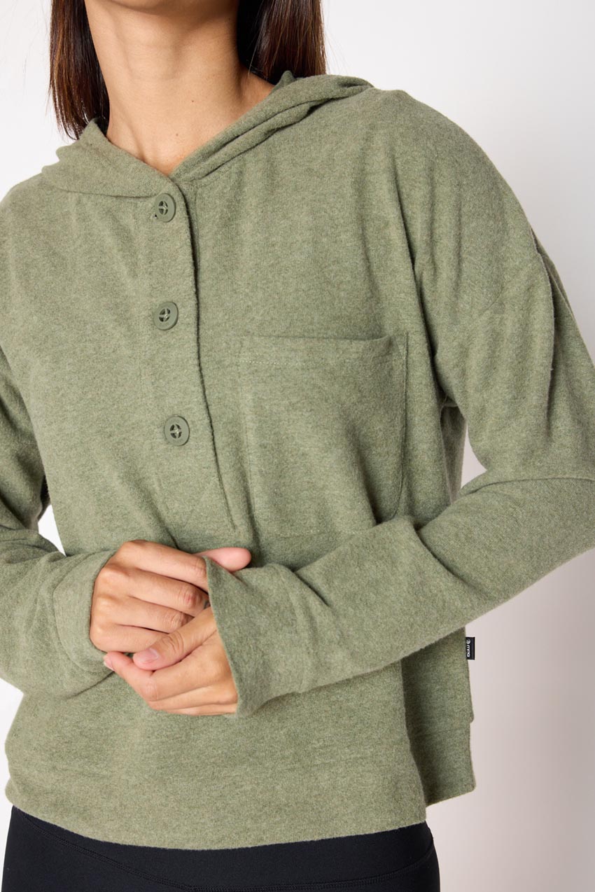 Tranquil Cropped Placket Hoodie
