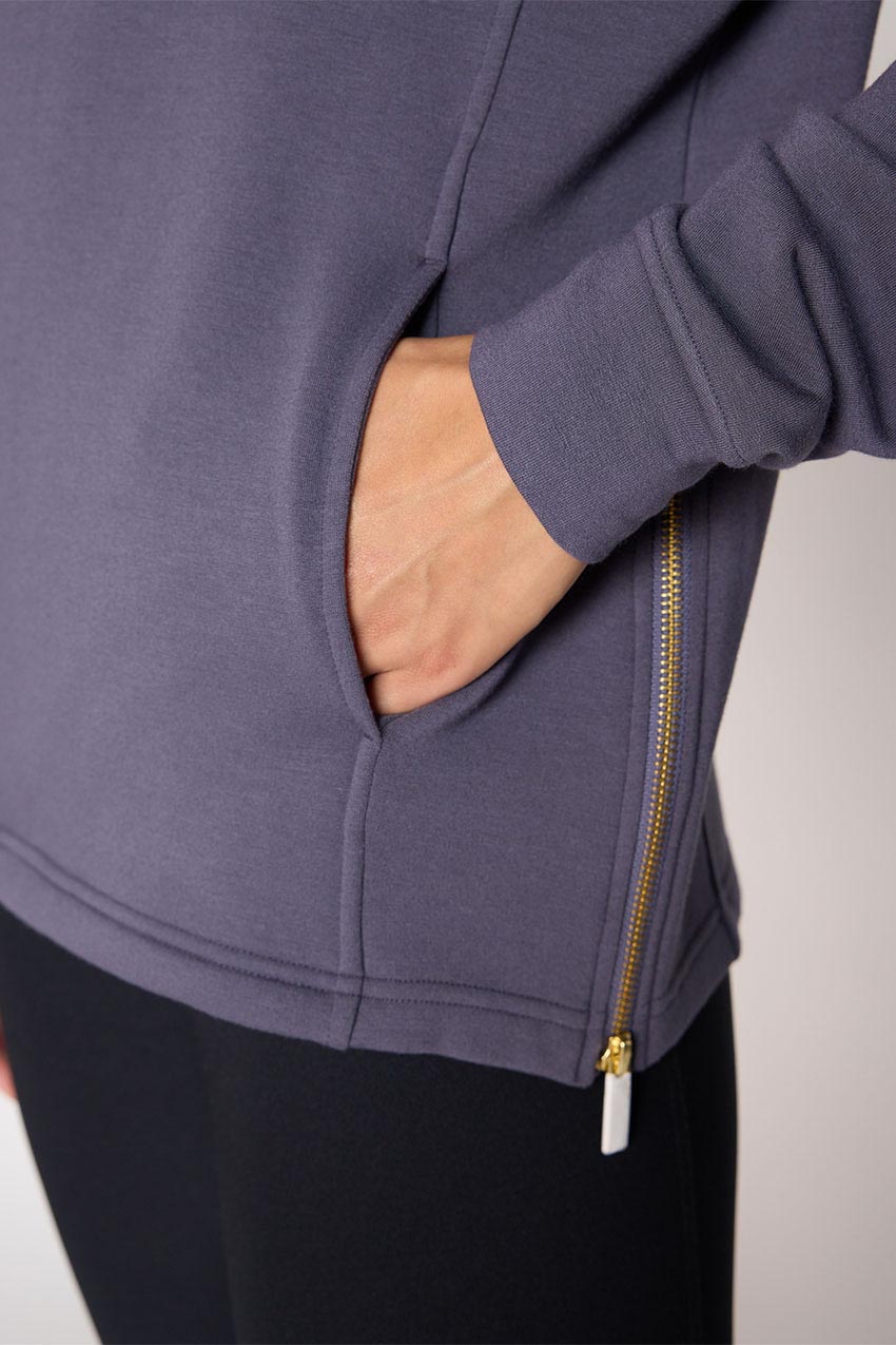 Serenity TENCEL™ Modal Mock Neck Pullover with Side Zip Slits