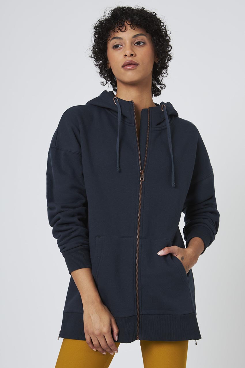 Ease Organic Cotton Recycled Polyester Oversized Zip-Up Hoodie
