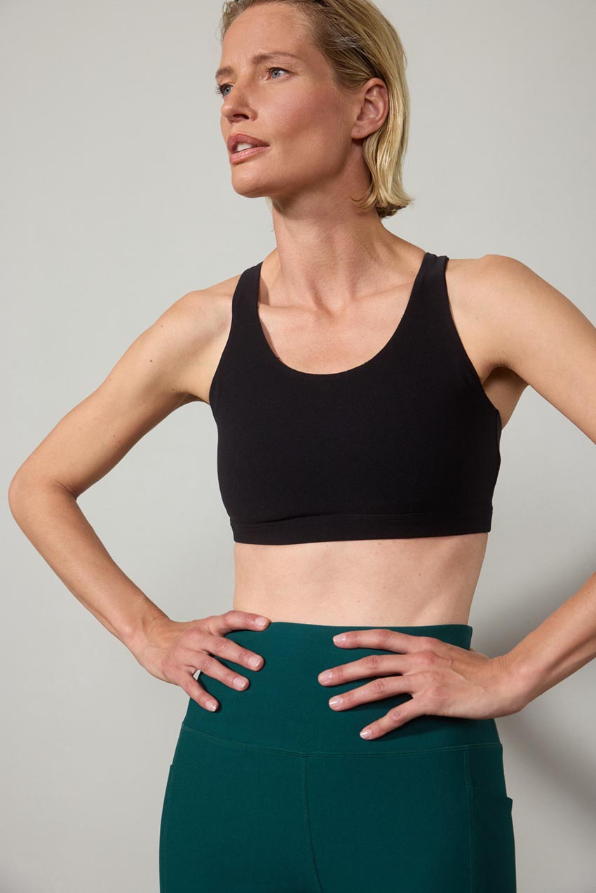 Explore Recycled Polyester Multi-Strap Light Support Sports Bra Peached