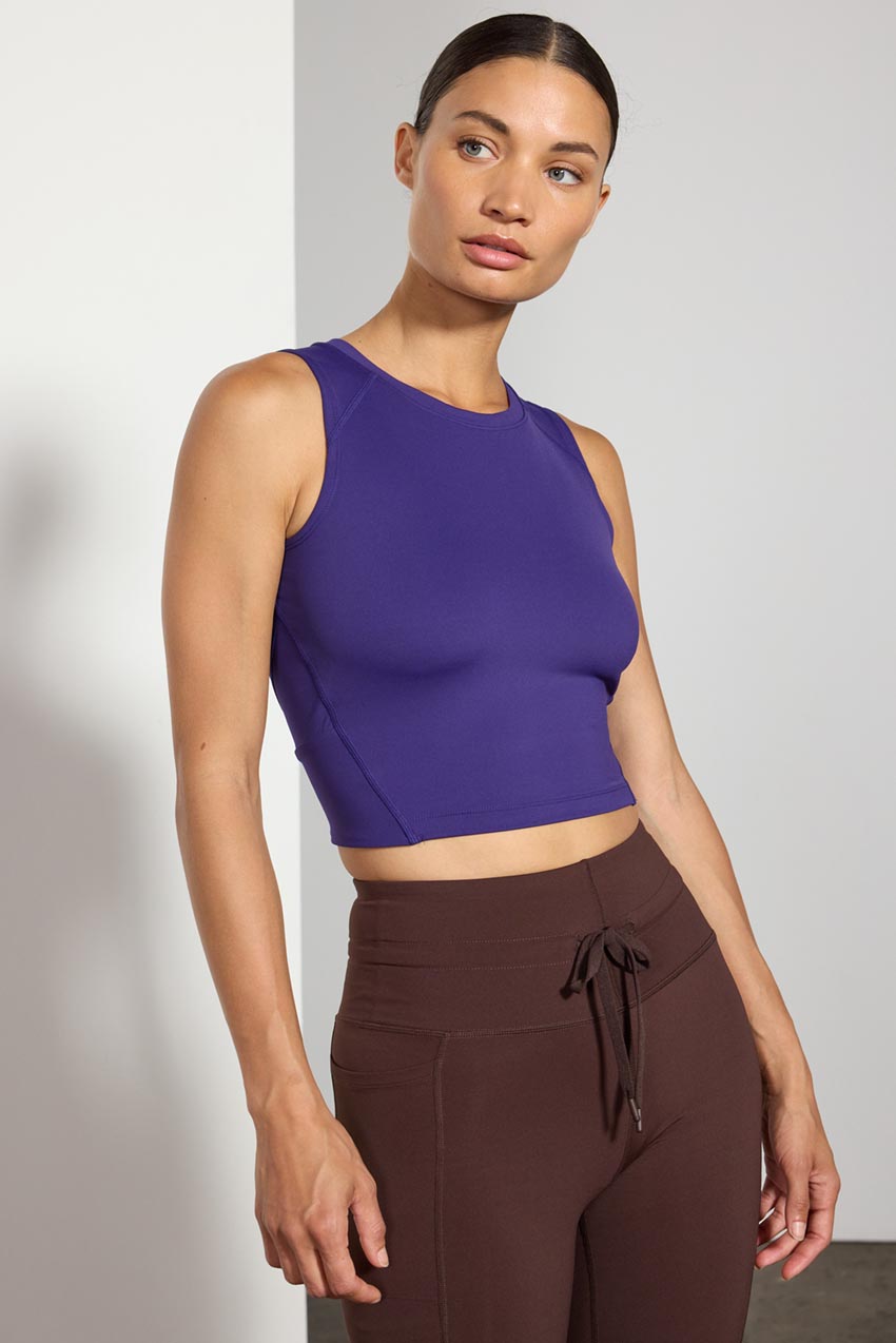Vital Recycled Nylon Cropped Open Back Tank Top
