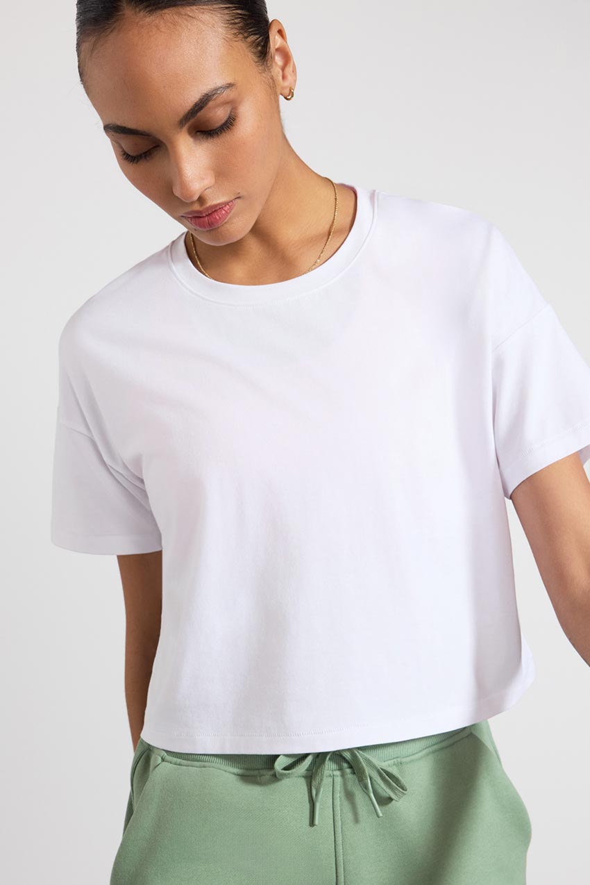 Pima Cotton Cropped Boyfriend T-Shirt