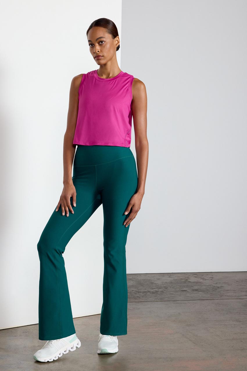 Explore Recycled Polyester High-Waisted Boot Cut Pant 31" Peached