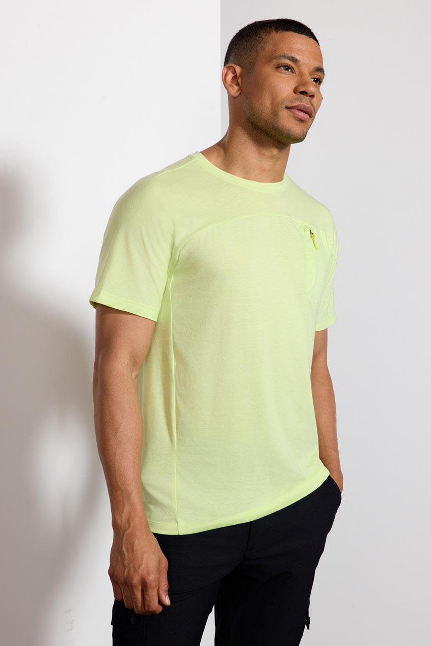 MPG Sport Achieve T-shirt with Chest Pocket  in Shadow Lime