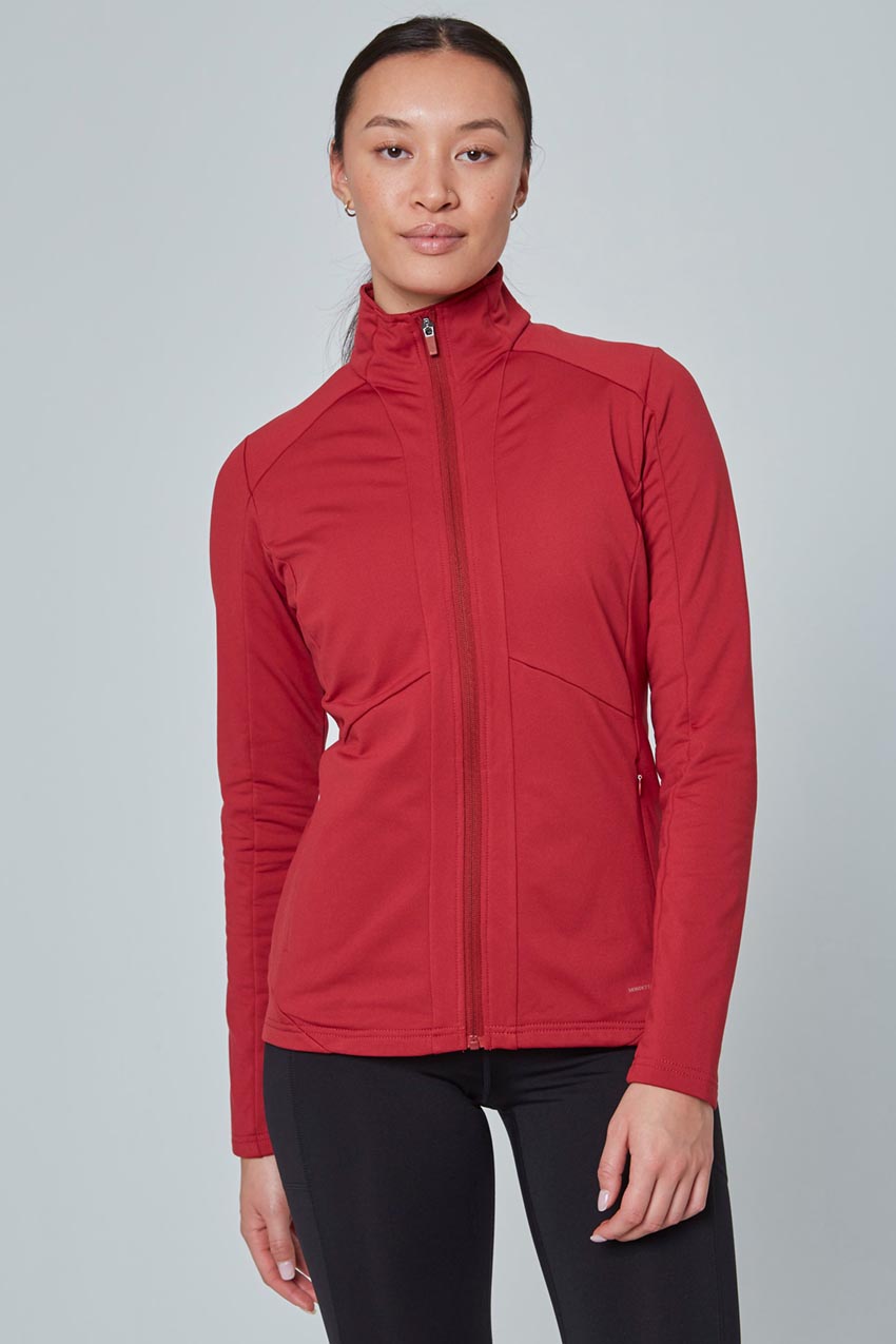 Mondetta Women's Brushed Back Cold Gear Jacket in Brick Red