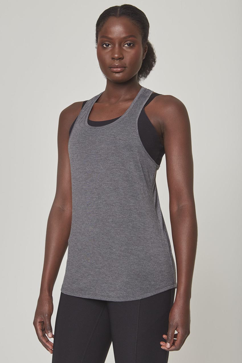 MPG Sport Dynamic Recycled Racerback Stink-Free Tank Top - Sale  in Htr Charcoal