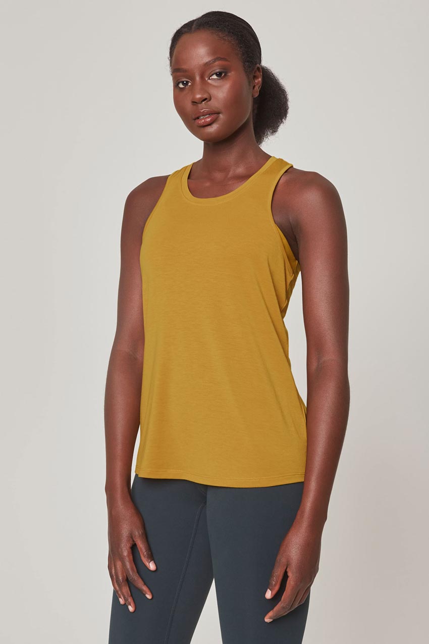MPG Sport Dynamic Recycled Racerback Stink-Free Tank Top - Sale  in Old Gold