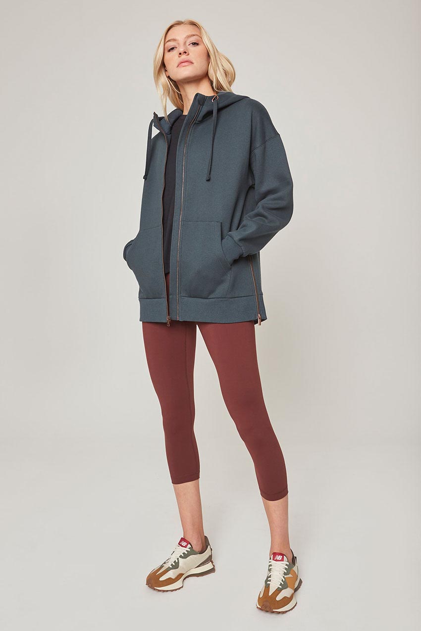Ease Organic Cotton Recycled Polyester Oversized Zip-Up Hoodie - Sale
