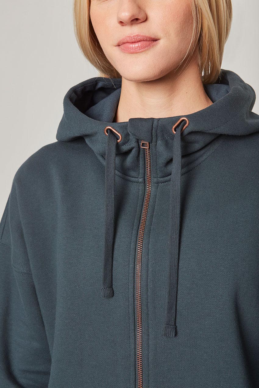 Ease Organic Cotton Recycled Polyester Oversized Zip-Up Hoodie - Sale