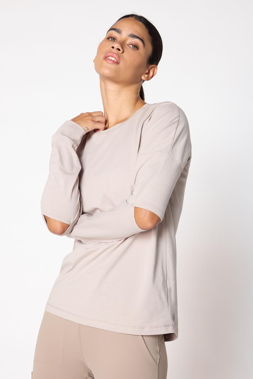 MPG Sport Calm Oversized Long Sleeve Shirt with Elbow Slit  in Cloud Burst