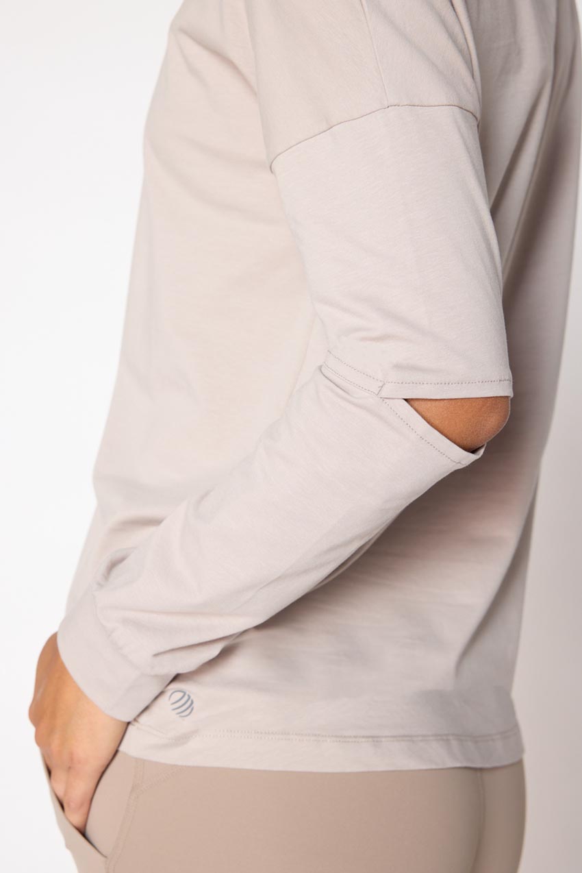 Calm Oversized Long Sleeve Shirt with Elbow Slit