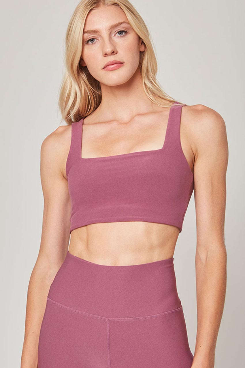 MPG Sport Explore Square Neck Light Support Sports Bra Peached  in Dusky Orchid