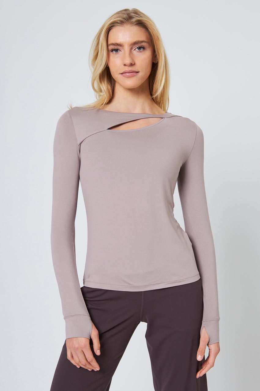 Pace Sliced Front Long Sleeve Top