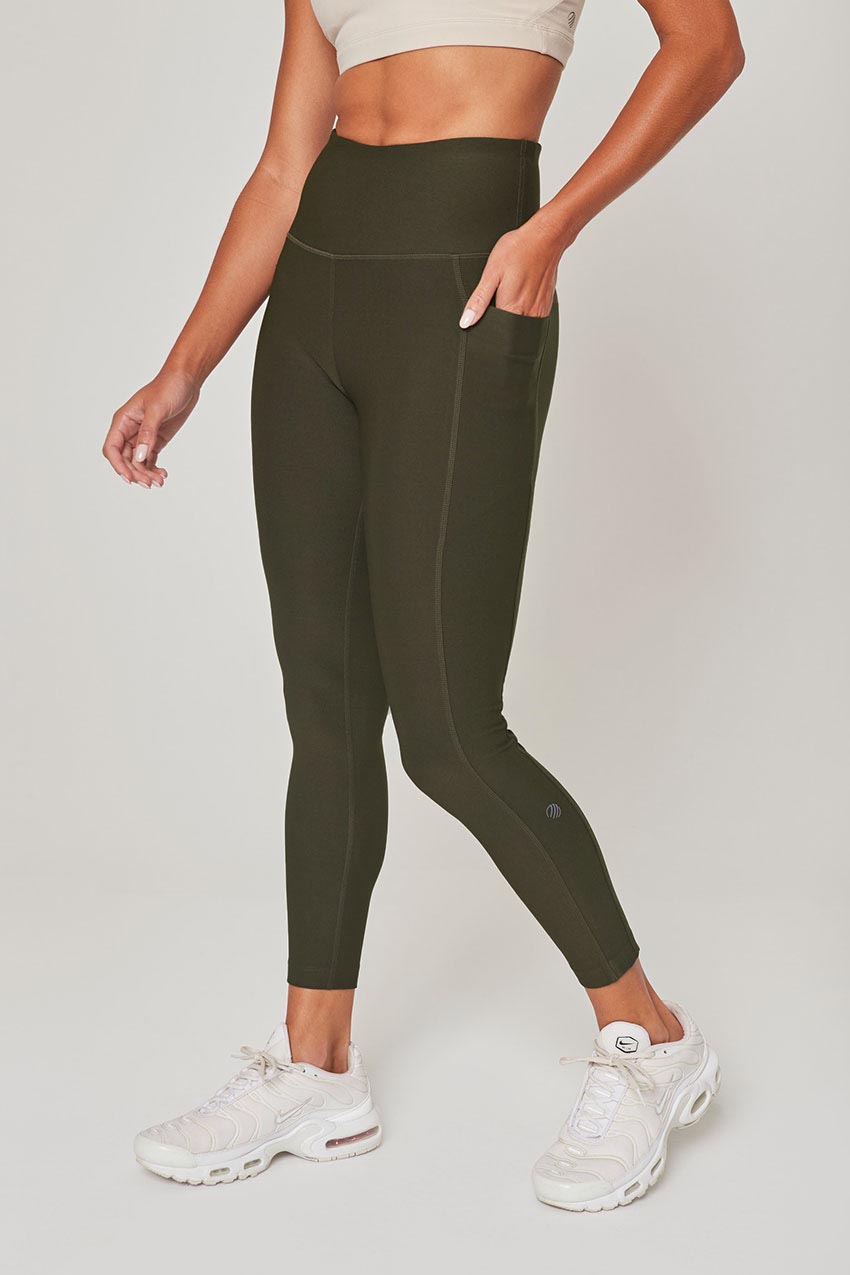 MPG Sport Explore Recycled High-Waisted Side Pocket 25" Legging - Sale  in Moss
