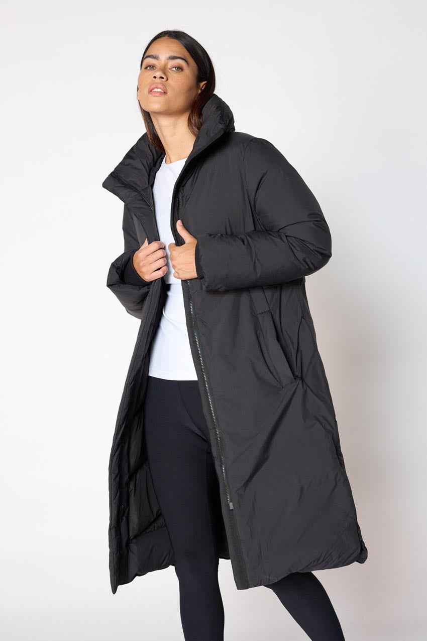 MPG Sport Emanate Maxi RDS Down Puffer with Stowaway Hood  in Black