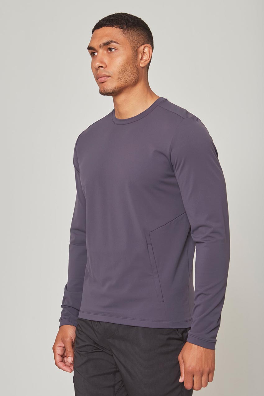 MPG Sport Forge Thermal Long Sleeve Crew Neck with Zip Pocket  in Ebony