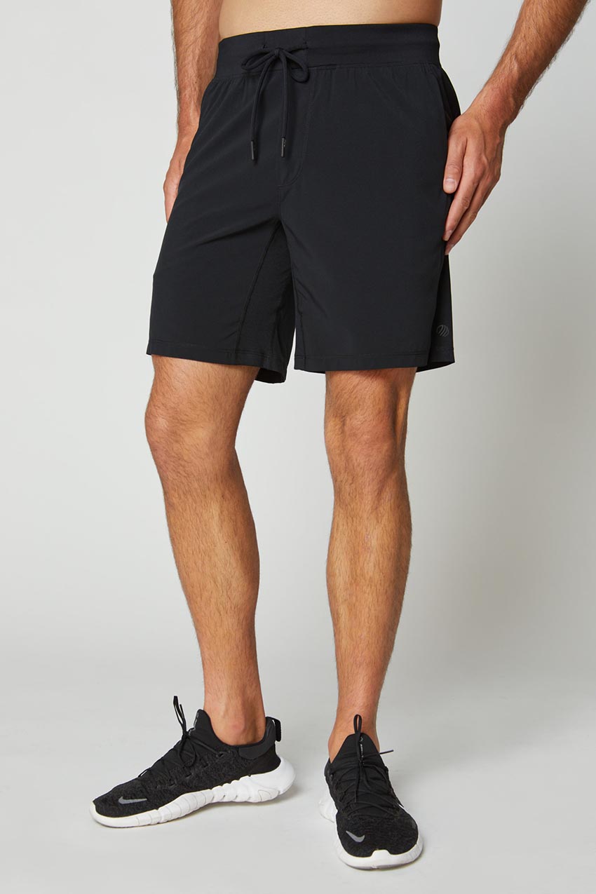 MPG Sport Stride 8" Recycled Polyester Unlined Short with Knit Waistband   in Black