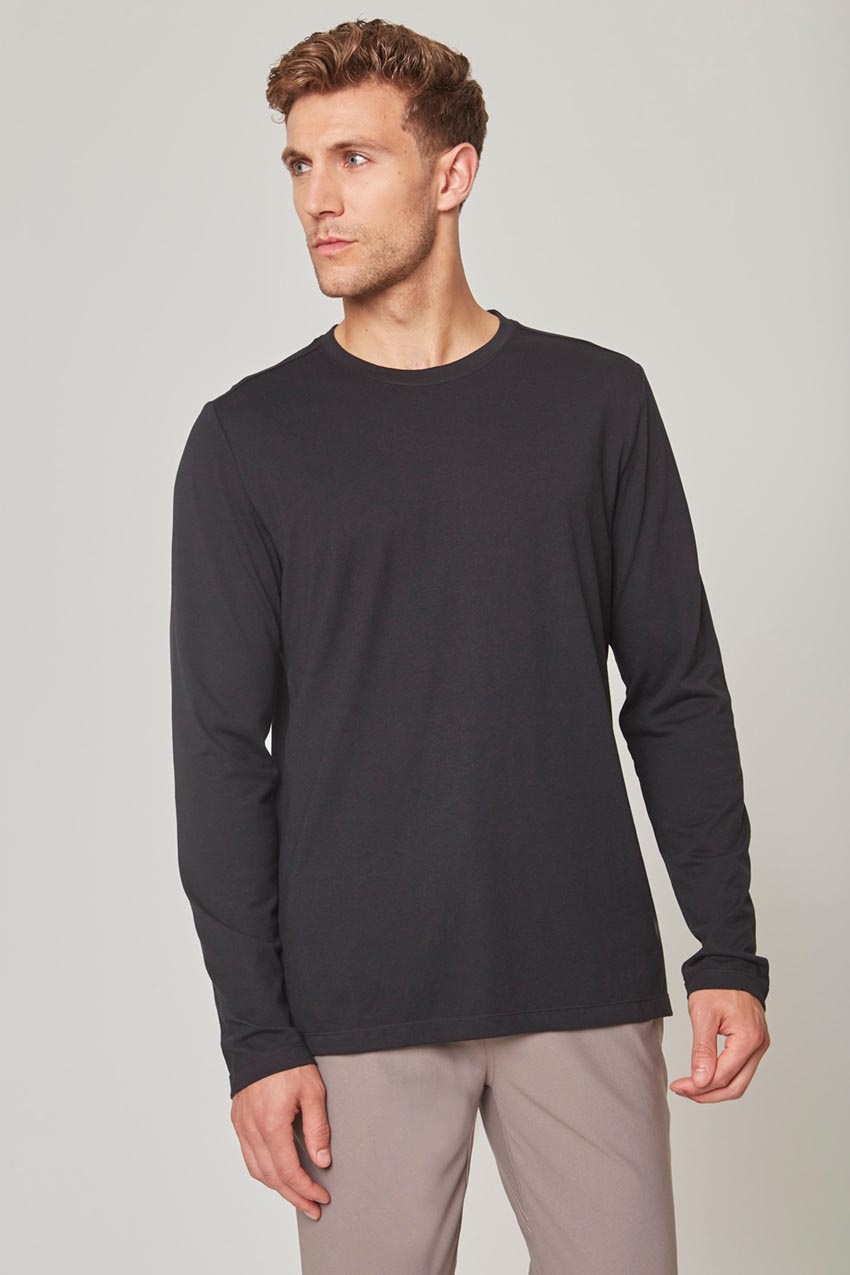 MPG Sport Achieve Long Sleeve Shirt with Side Slit  in Black