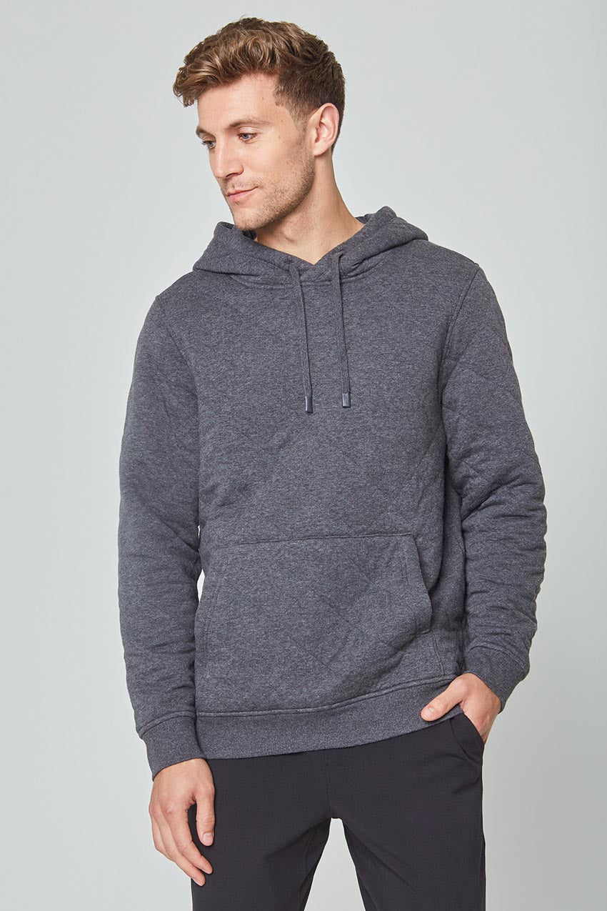 MPG Sport Aspire Relaxed Quilted Hoodie  in Htr Charcoal