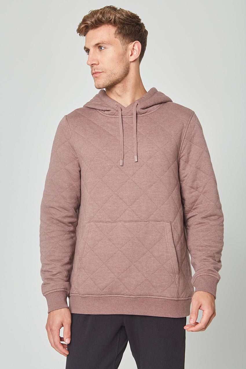 MPG Sport Aspire Relaxed Quilted Hoodie  in Htr Almond
