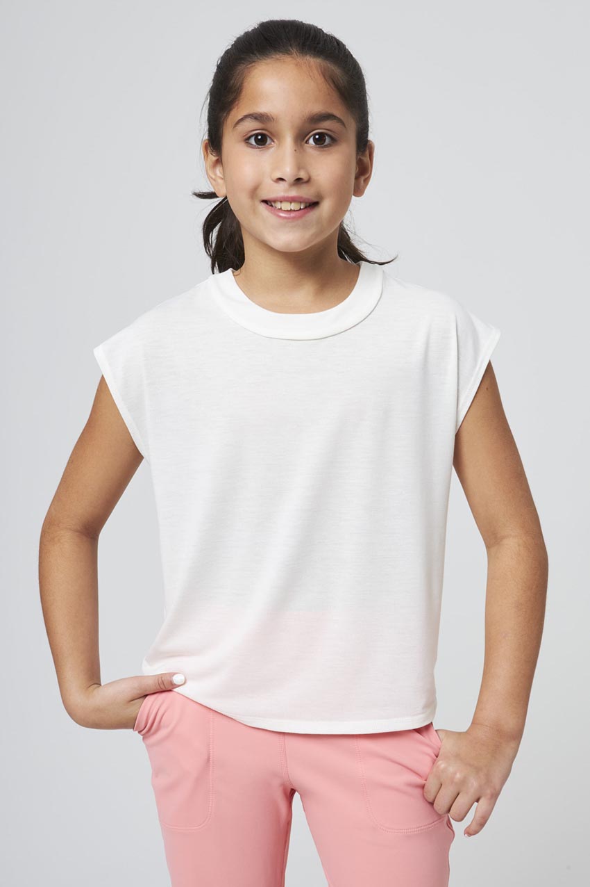 MPG Sport Dynamic Key-Hole Relaxed Girls Tee  in Papyrus