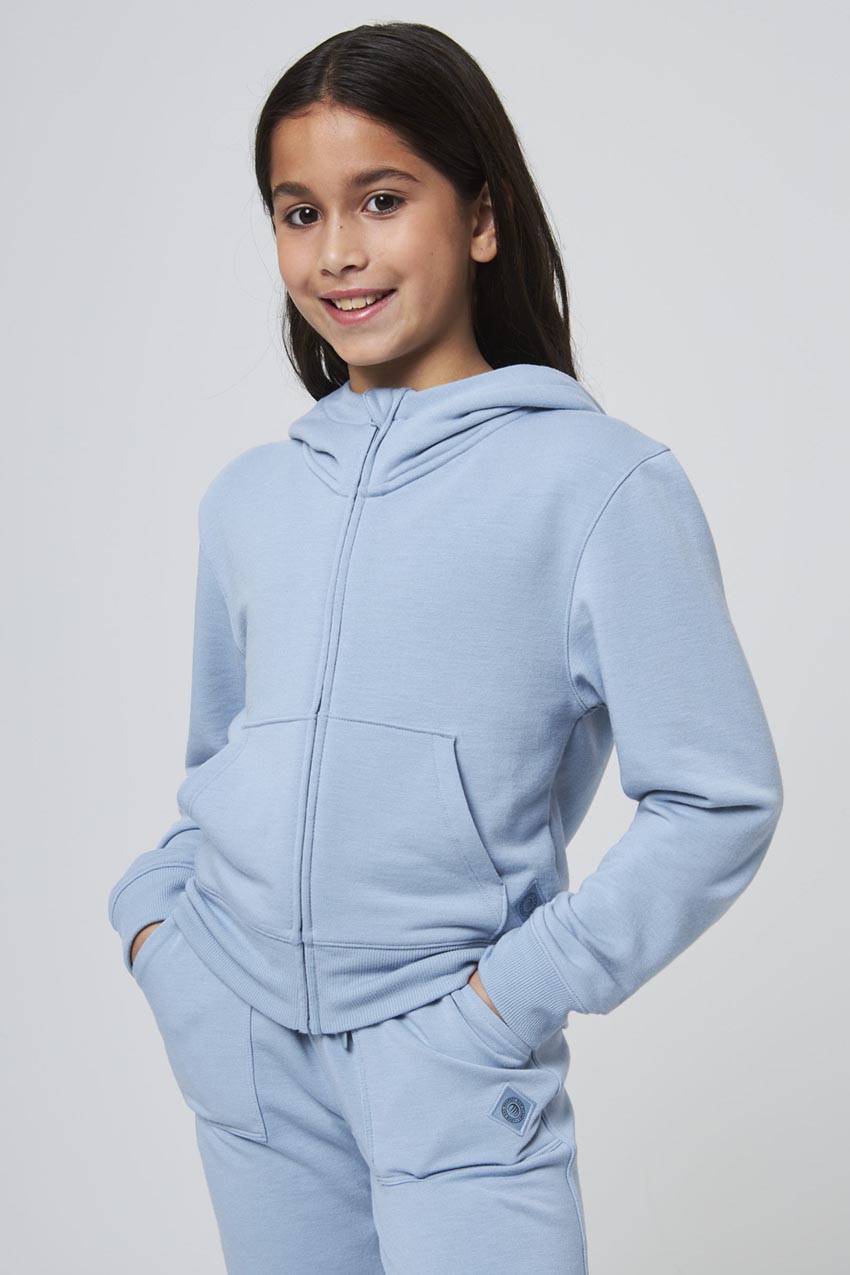 Serene Recycled Polyester TENCEL™ Cropped Girls' Zip-Up Hoodie
