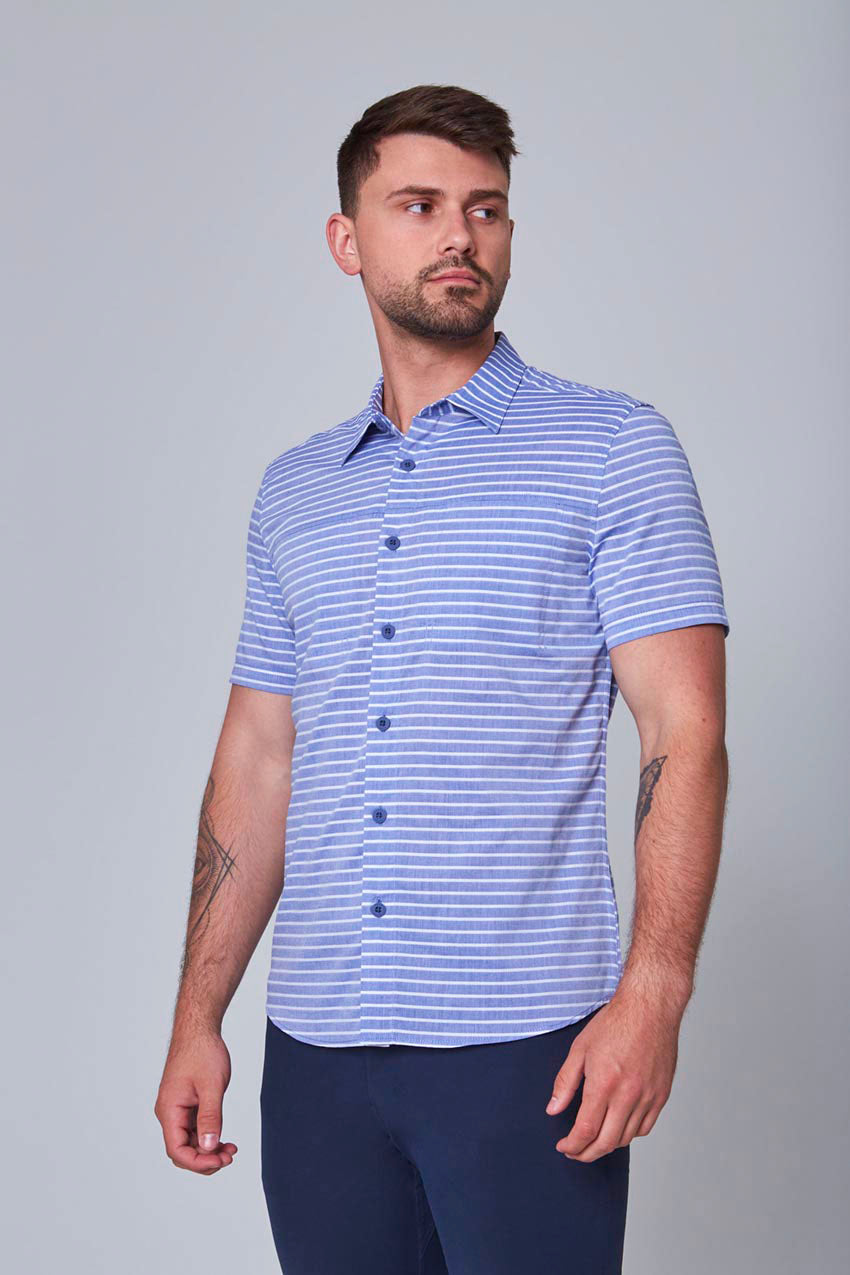 MPG Sport Watson Men's Intelligent Cotton Shirt Men's T-Shirts in Blue Stripe