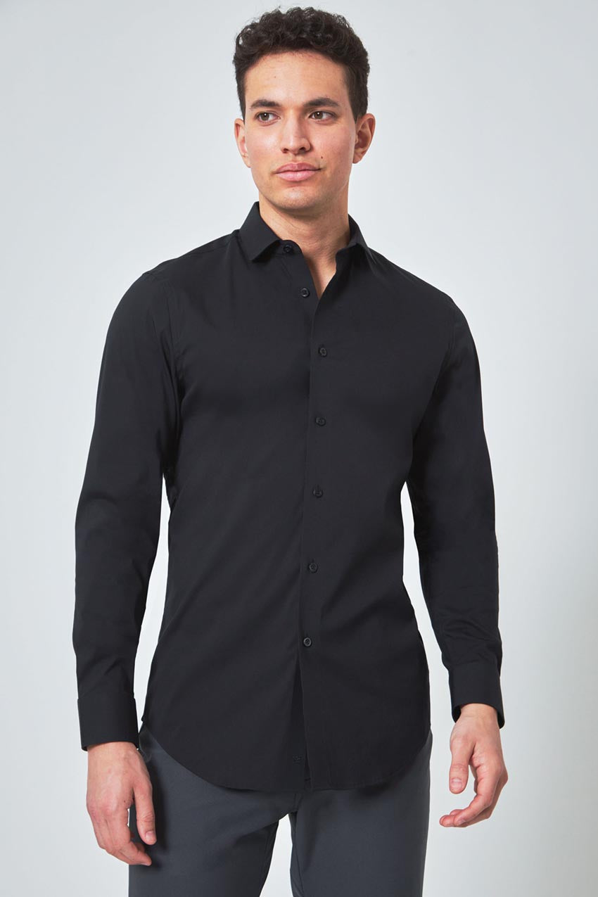 Modern Ambition PerformLuxe Cotton Poplin Standard-Fit Shirt in Black