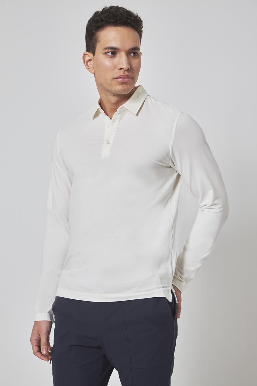 Modern Ambition Resonate Long Sleeve Polo in Coconut Milk