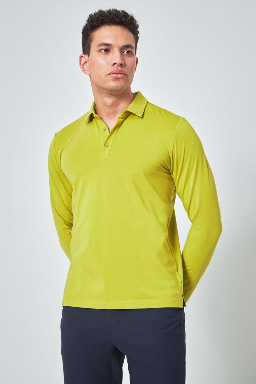 Modern Ambition Resonate Long Sleeve Polo in Oasis