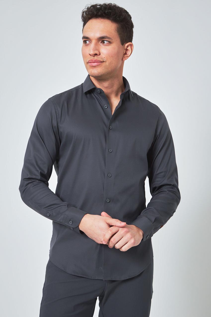 Modern Ambition Suitable PerformLuxe Cotton Nylon Twill Slim-Fit Shirt in Charcoal