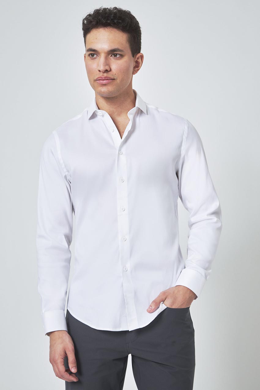 Modern Ambition Suitable PerformLuxe Cotton Nylon Twill Slim-Fit Shirt in White