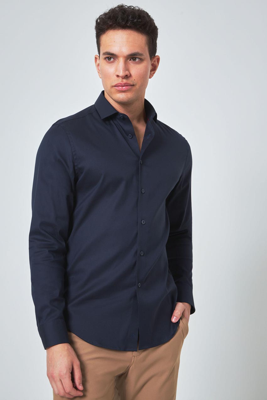 Modern Ambition Suitable PerformLuxe Cotton Nylon Twill Slim-Fit Shirt in Navy
