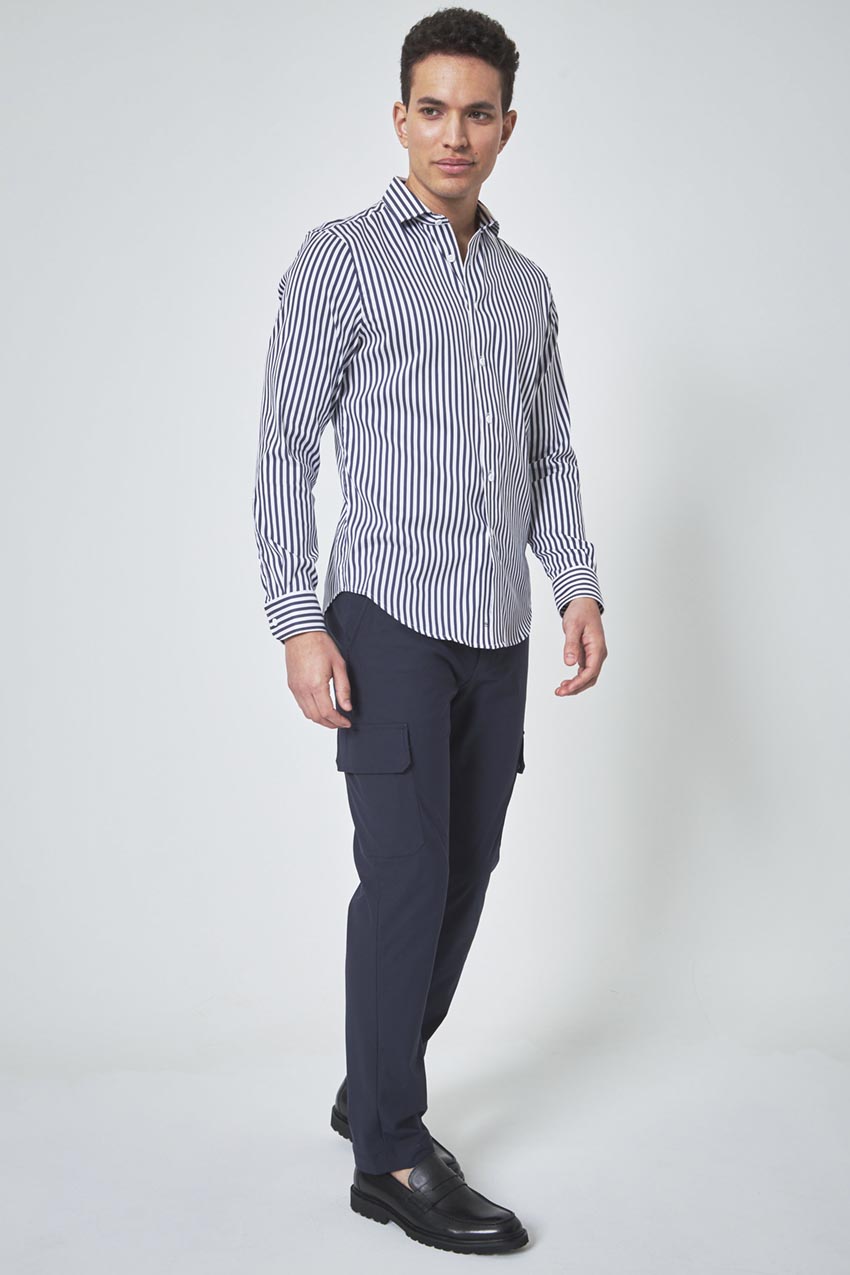 PerformLuxe Cotton Nylon Stripe Slim-Fit Shirt – Modern Ambition
