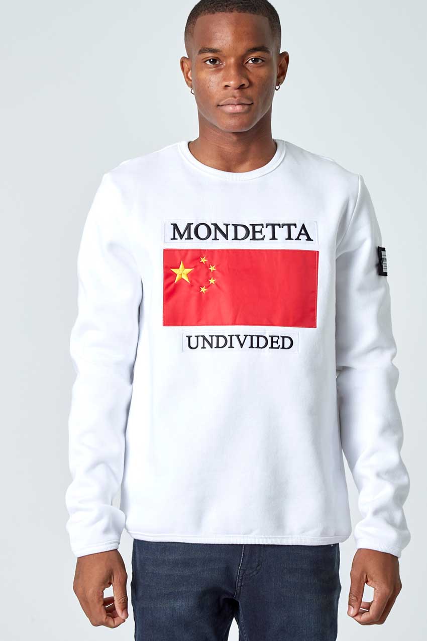 Mondetta Originals retro unisex streetwear 'Homage Classic Fit Sweatshirt - China' Homage Classic Fit Sweatshirt - China, in White
