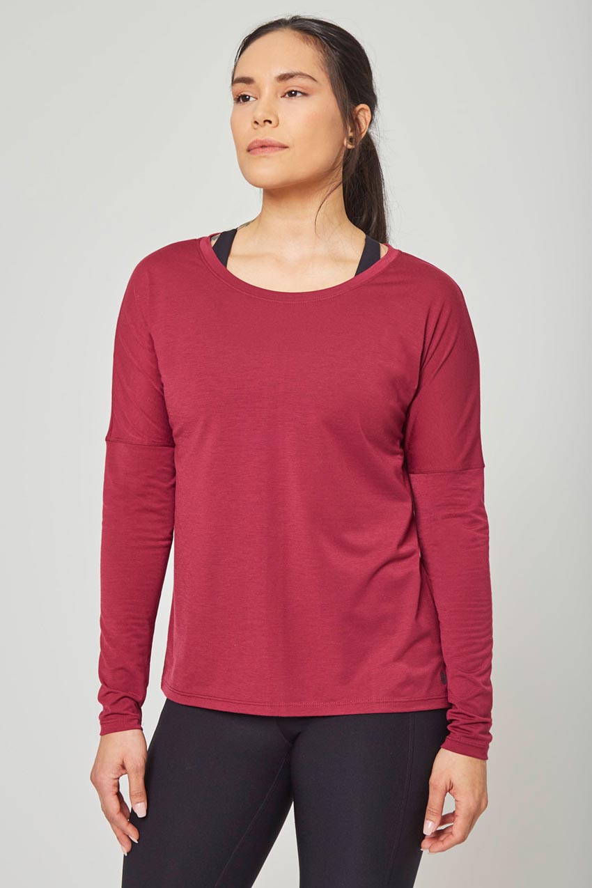 MPG Sport Liberate Dynamic Recycled Cover-Up Anti-Stink Long Sleeve Top  in Rose