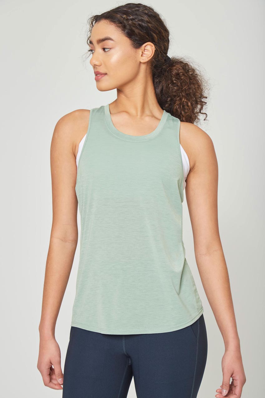 MPG Sport Bounce Dynamic Recycled Racerback Anti-Stink Tank Top  in Soft Green