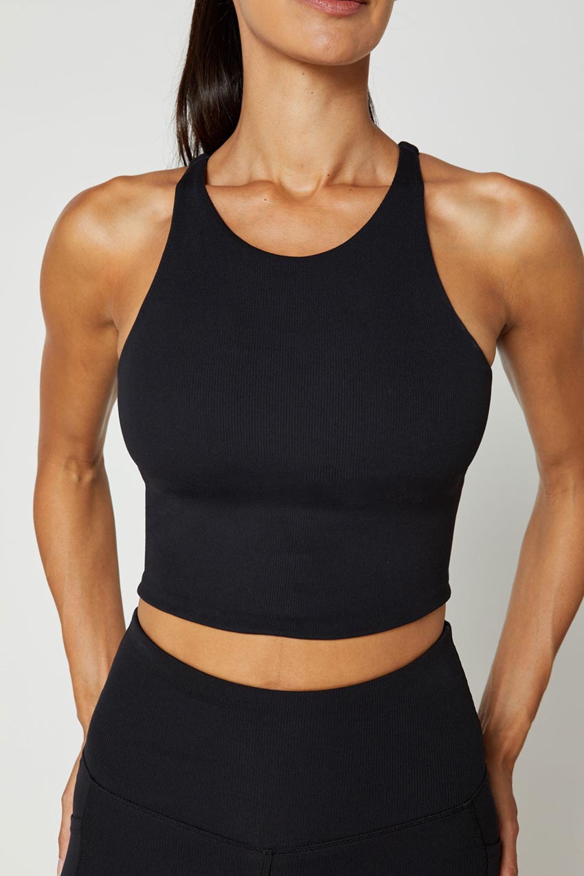 Serena Recycled High-Neck Ribbed Medium Support Sports Bra