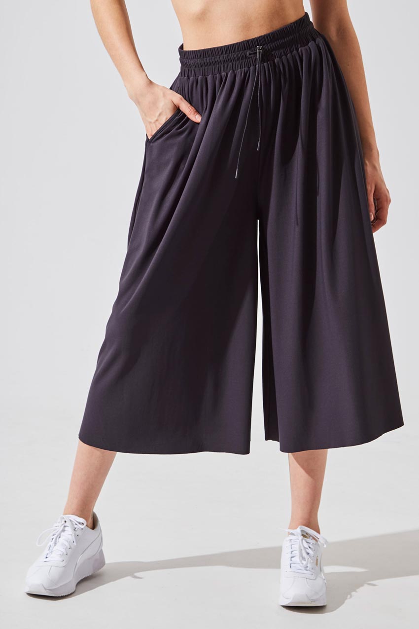 MPG Sport women's Groove Luxe Tactel® Cropped Wide Leg Pant in Black