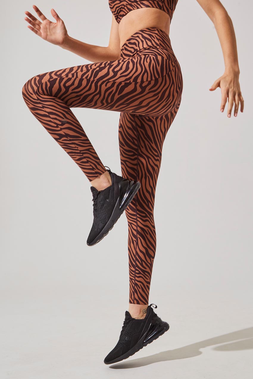 Score Recycled Polyester Zebra Print High Waisted 7/8 Legging