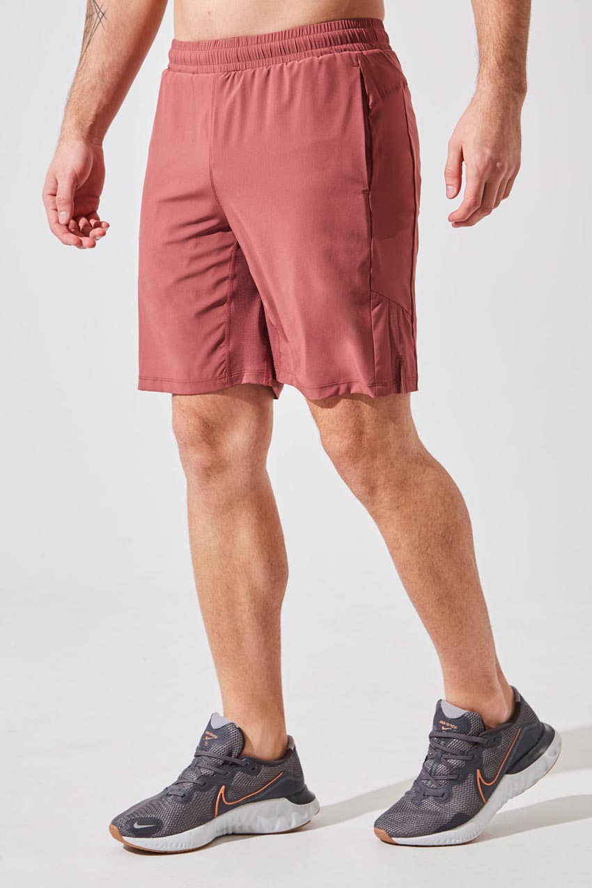 MPG Sport men's Crux 9” Recycled Polyester Short with Liner in Salmon
