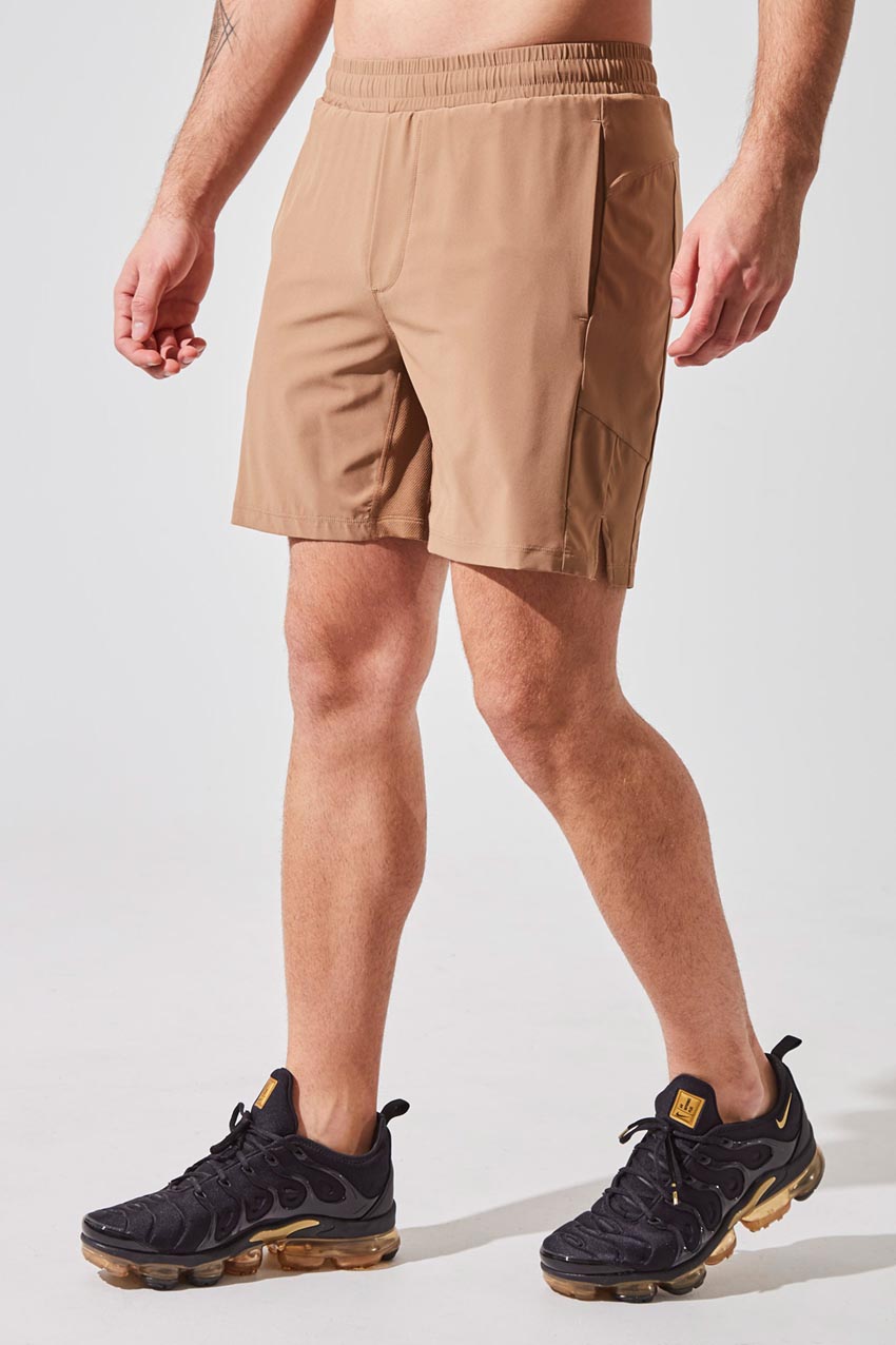 MPG Sport men's Catch 7” Recycled Polyester Short with Liner in Camel