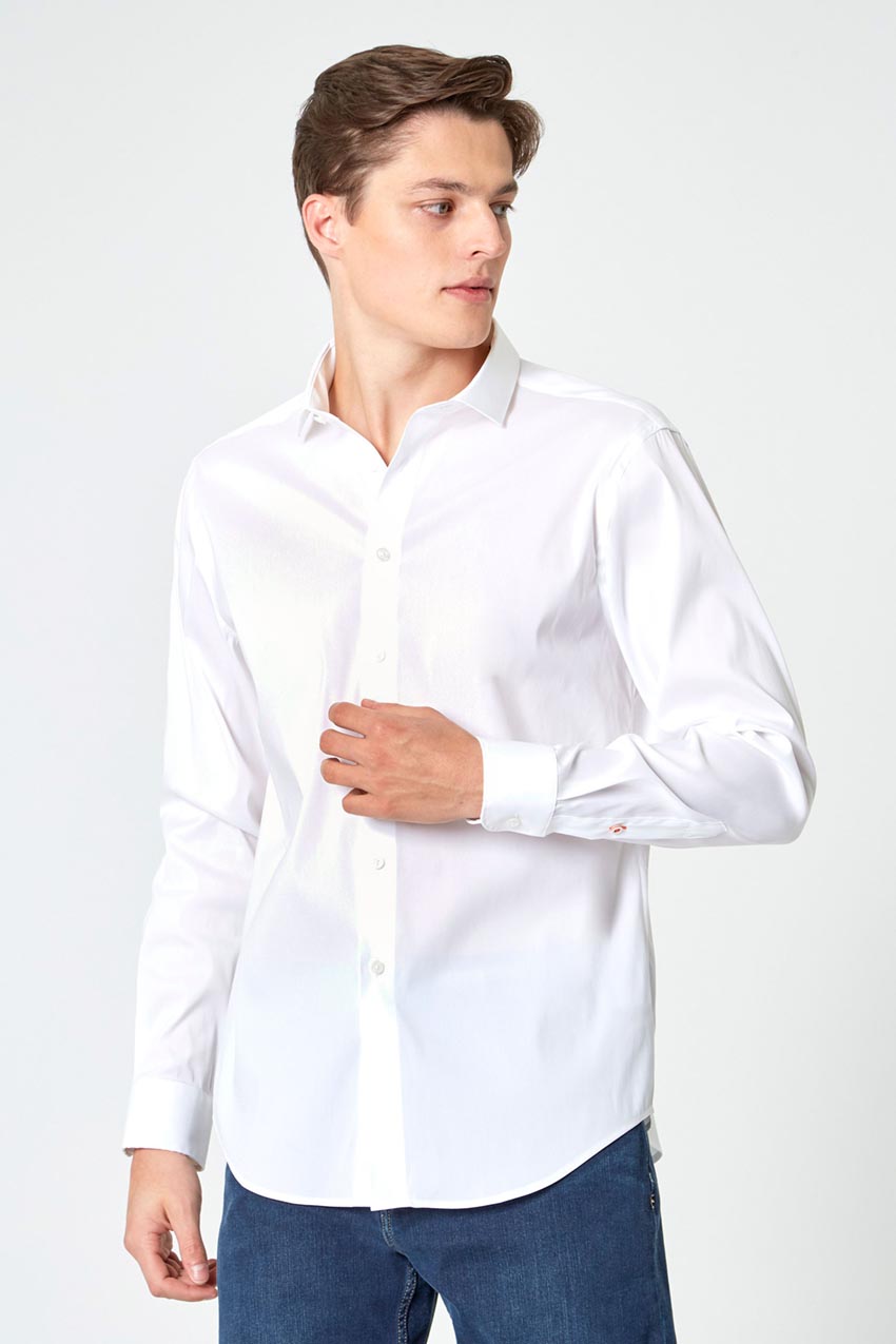Modern Ambition PerformLuxe Cotton Poplin Slim-Fit Shirt in White