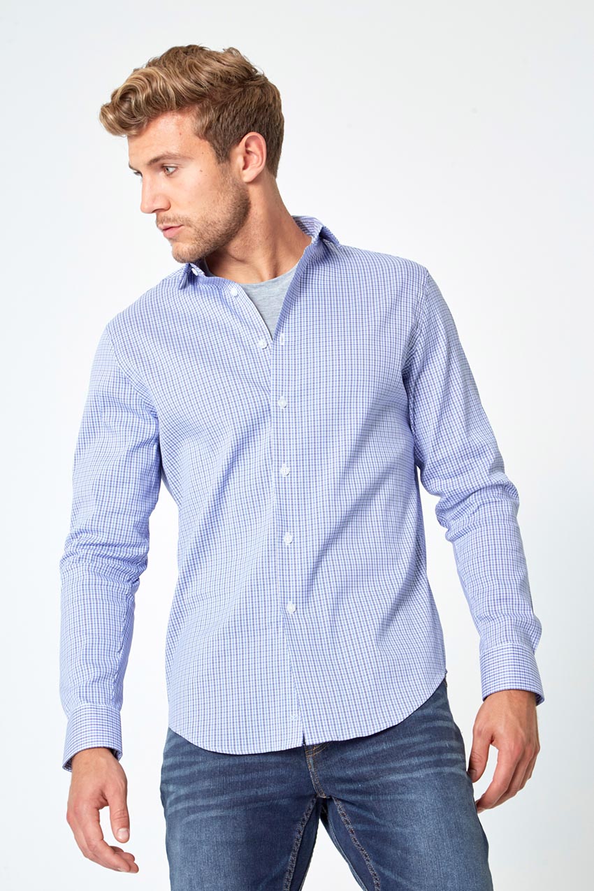 Modern Ambition PerformLuxe Cotton Poplin Slim-Fit Shirt in Blue Dupplin Check